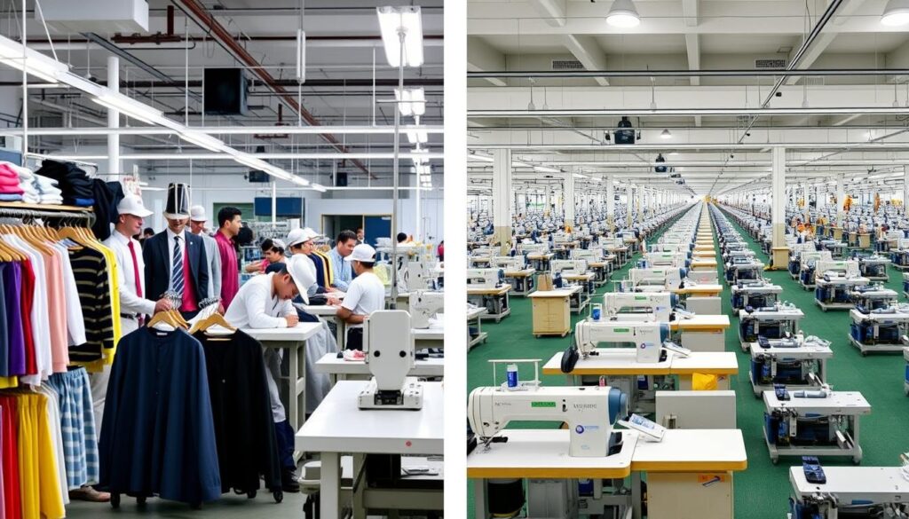 Comparison of domestic and overseas clothing manufacturing facilities