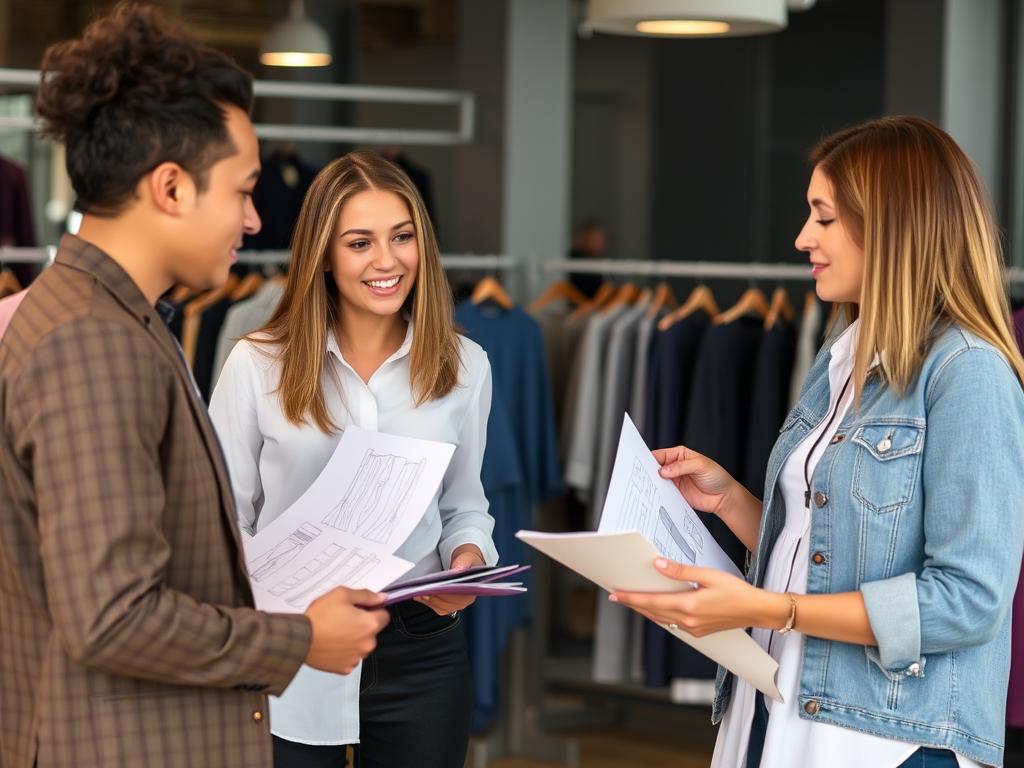 Fashion entrepreneur networking with potential manufacturing partners