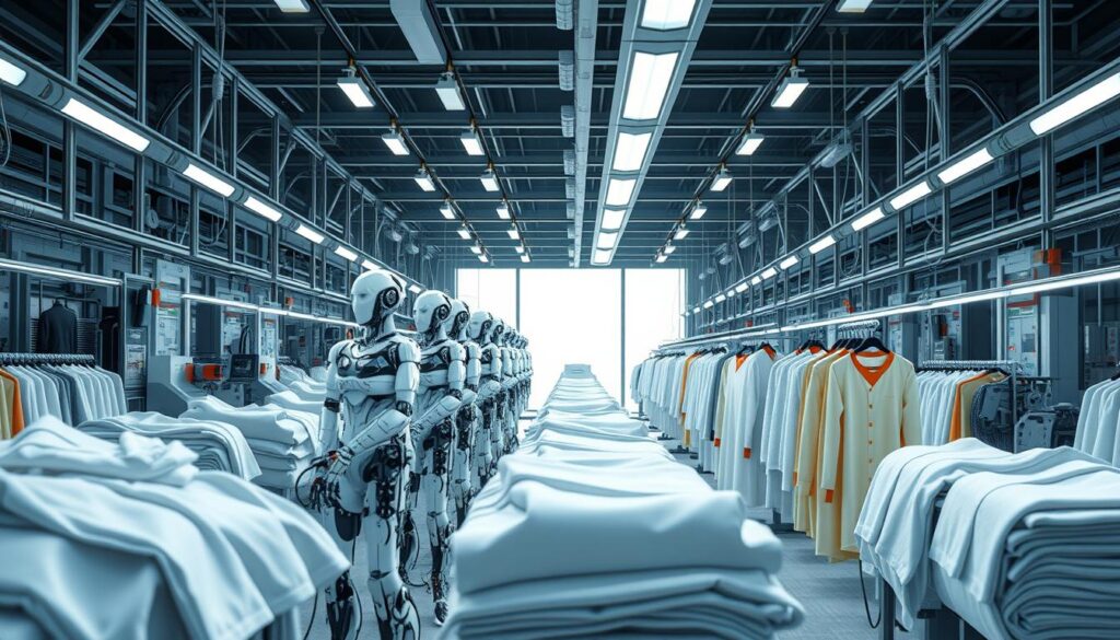 Futuristic clothing manufacturing with advanced technology