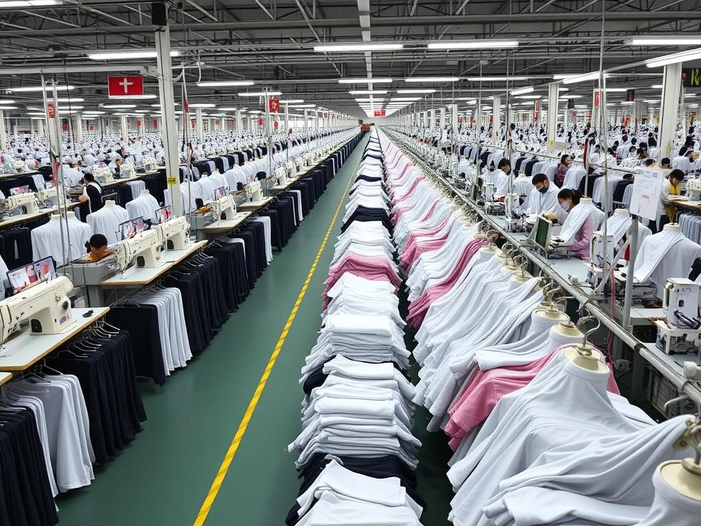 Wholesale clothing manufacturing facility with large-scale production
