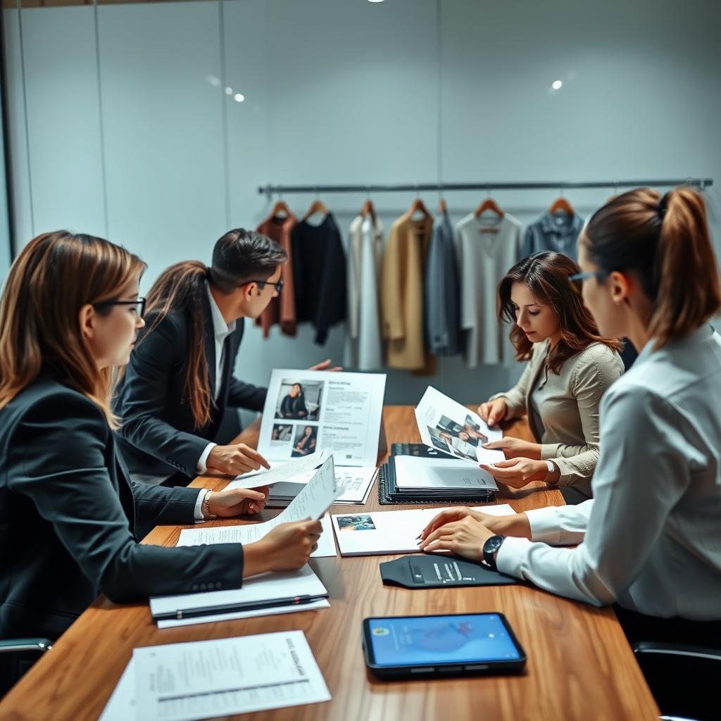 Business meeting between fashion brand and clothing manufacturer