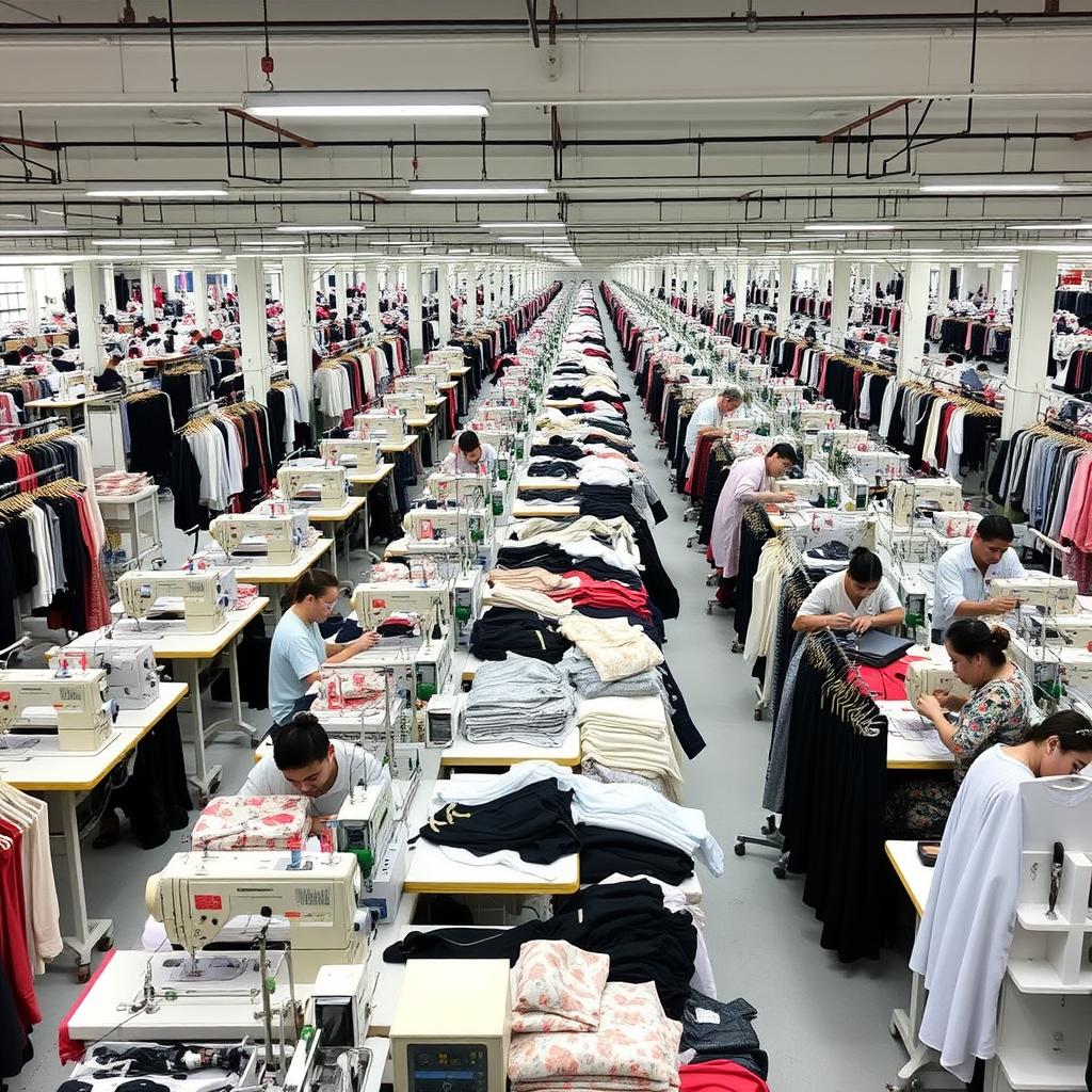 OEM production line at women's clothing factory