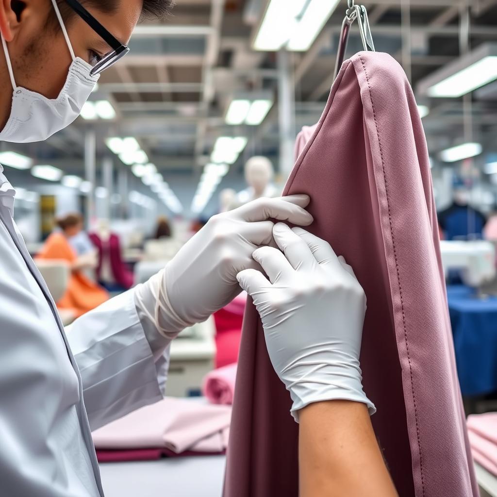 Quality control inspection at a women's clothing factory