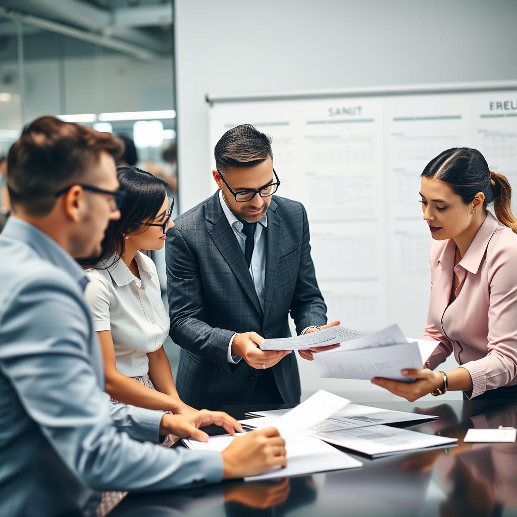 Strategic planning meeting with clothing manufacturer