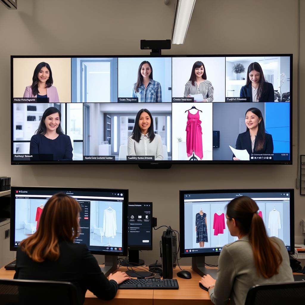 Virtual meeting between fashion brand and clothing manufacturer
